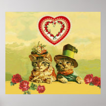FUNNY OUDE FASHION VALENTIJNSDAG CATS, Hart, Rozen