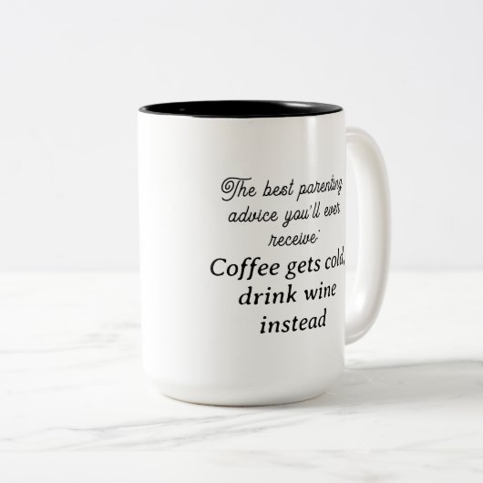 Funny Ouderschap Advice Tweekleurige Koffiemok (Voorkant rechts)