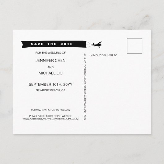 Funny Our Adventure begint met het bruiloft Aankondigingskaart (Achterkant)