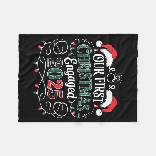 Funny Our First Christmas Engaged 2025 Couples Paj Fleece Deken (Voorkant (Horizontaal))
