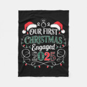 Funny Our First Christmas Engaged 2025 Couples Paj Fleece Deken (Voorkant)