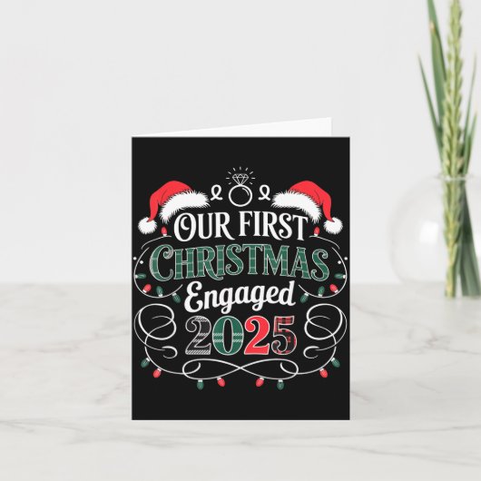 Funny Our First Christmas Engaged 2025 Couples Paj Kaart (Voorkant)