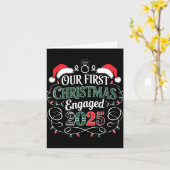 Funny Our First Christmas Engaged 2025 Couples Paj Kaart (Gele Bloem)