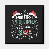 Funny Our First Christmas Engaged 2025 Couples Paj Magneet (Voorkant)