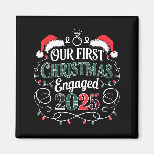 Funny Our First Christmas Engaged 2025 Couples Paj Magneet (Voorkant)
