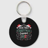 Funny Our First Christmas Engaged 2025 Couples Paj Sleutelhanger (Voorkant)