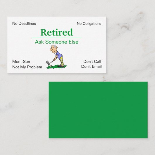 Funny Out-Business Retirement Man Golfing Visitekaartje (Voorkant / Achterkant)