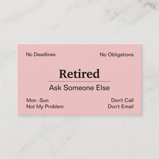 Funny Out of Business Retirement Visitekaartje (Voorkant)
