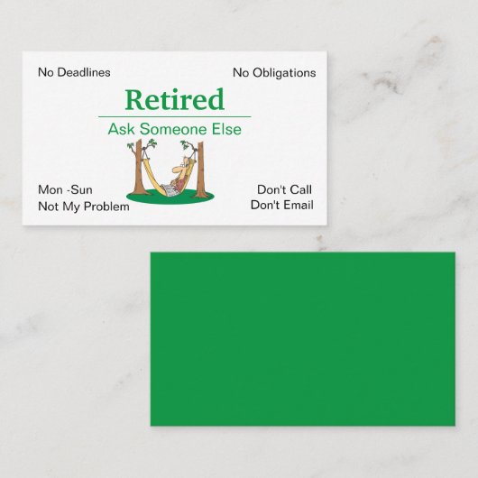 Funny Out of Business Retirement Visitekaartje (Voorkant / Achterkant)