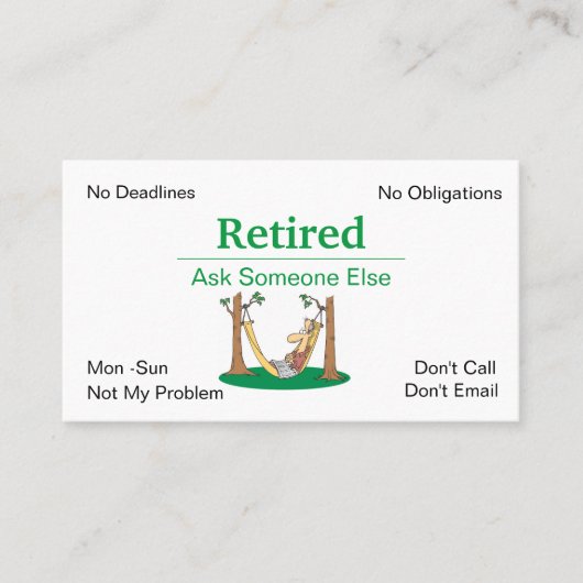 Funny Out of Business Retirement Visitekaartje (Voorkant)