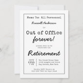 Funny Out of Kantoor Forever Retirement Party Memo Kaart (Voorkant)