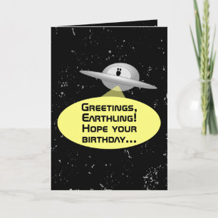 Funny Outer Space Alien Birthday Card Kaart