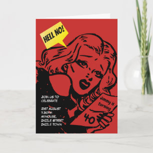 FUNNY Over the Hill Birthday Invites - Retro COMIC