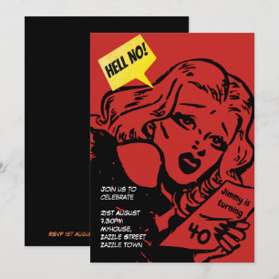 FUNNY Over the Hill Birthday Invites - Retro COMIC Kaart