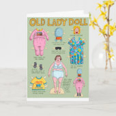 Funny Over the Hill Birthday - Old Lady Paper Doll Kaart (Gele Bloem)