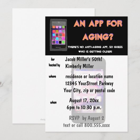 Funny Over the Hill Birthday Party Kaart (Voorkant / Achterkant)