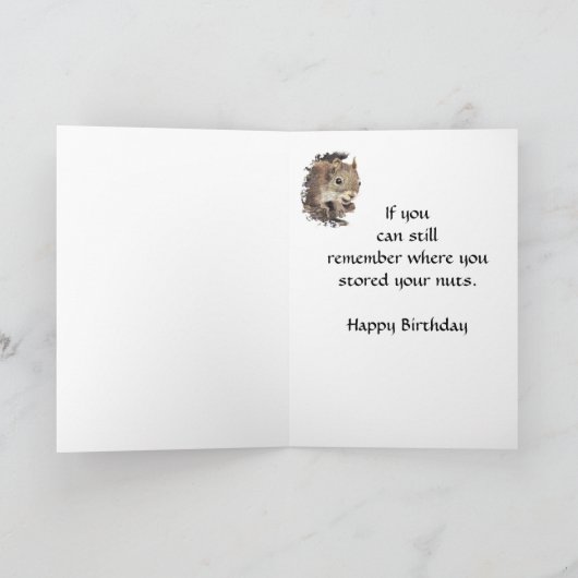 Funny Over the Hill Birthday Squirrel Card Kaart (Binnen)
