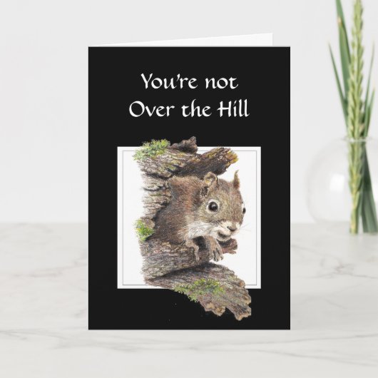 Funny Over the Hill Birthday Squirrel Card Kaart (Voorkant)