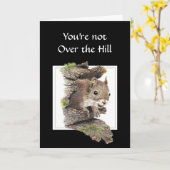 Funny Over the Hill Birthday Squirrel Card Kaart (Gele Bloem)