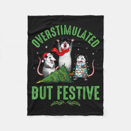 Funny Overstimulated But Festive Christmas Ssum Ho Fleece Deken (Voorkant)
