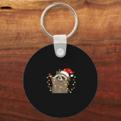Funny Overstimulated But Festive Raccoon Christmas Sleutelhanger (Voorkant)