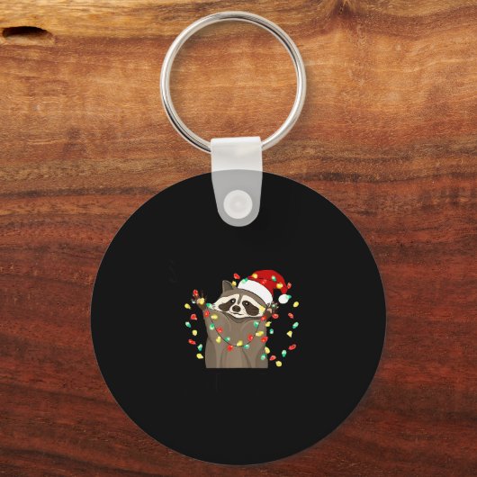 Funny Overstimulated But Festive Raccoon Christmas Sleutelhanger (Voorkant)