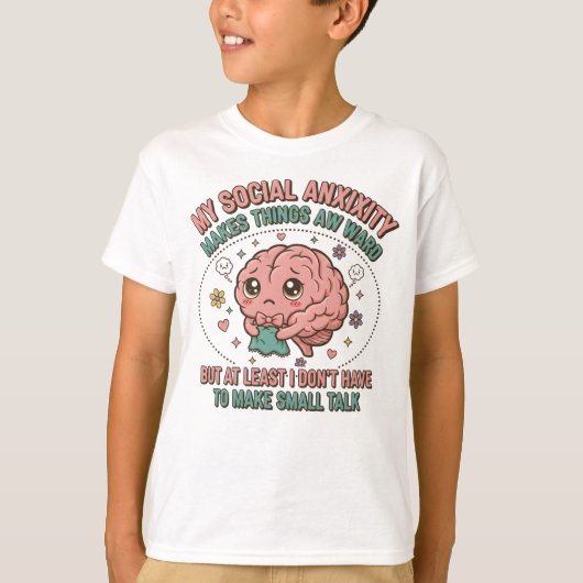 Funny Overthinking Brain Cartoon T-shirt (Voorkant)