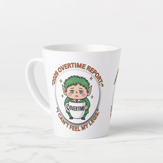 Funny Overtime Elf Christmas Coffee Mug – Office B Latte Mok (Linkerhoek)