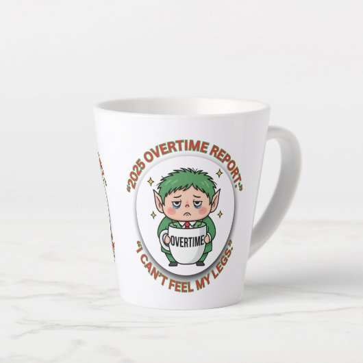 Funny Overtime Elf Christmas Coffee Mug – Office B Latte Mok (Rechterhoek)