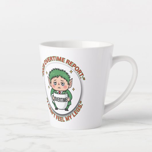 Funny Overtime Elf Christmas Coffee Mug – Office B Latte Mok (Rechts)