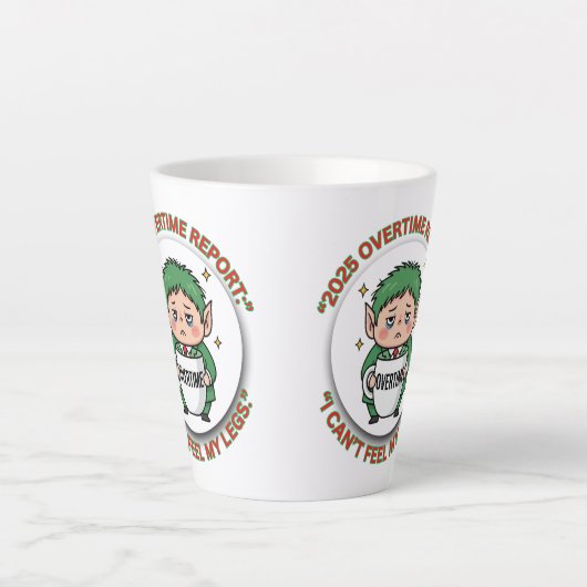 Funny Overtime Elf Christmas Coffee Mug – Office B Latte Mok (Voorkant)