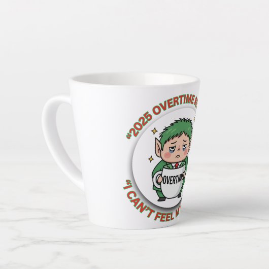 Funny Overtime Elf Christmas Coffee Mug – Office B Latte Mok (Linkerhoek)