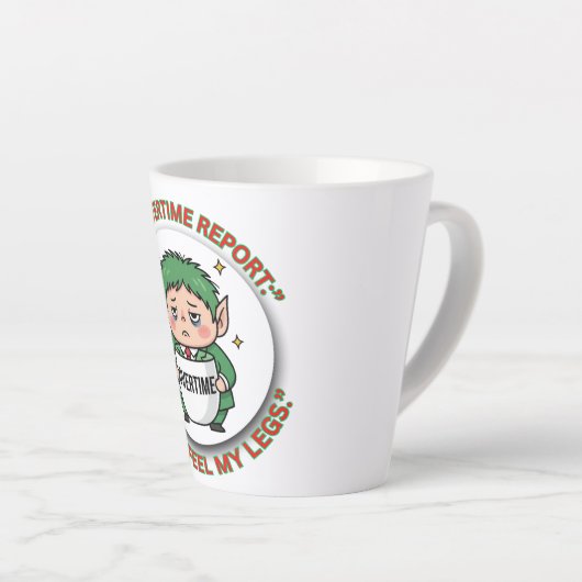 Funny Overtime Elf Christmas Coffee Mug – Office B Latte Mok (Rechterhoek)