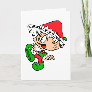 Funny Overweldigd kerstfeest Elf Feestdagen Humor Kaart