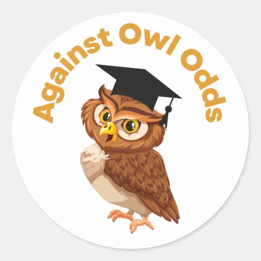 Funny Owl Afstuderen Sticker (Voorkant)