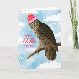 Funny owl breien met handgemaakte kerstmanden feestdagen kaart