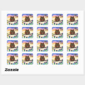 Funny Owl Cartoon Creationarts Vierkante Sticker (Vel)
