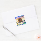 Funny Owl Cartoon Creationarts Vierkante Sticker (Envelop)