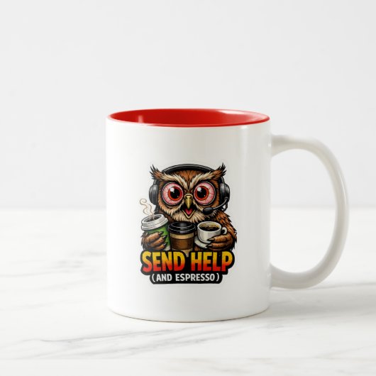 Funny Owl Coffee Espresso Office Mug Tweekleurige Koffiemok (Rechts)