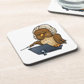 Funny Owl Conductor Cartoon Bier Onderzetter (Linkerzijde)