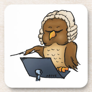 Funny Owl Conductor Cartoon Bier Onderzetter
