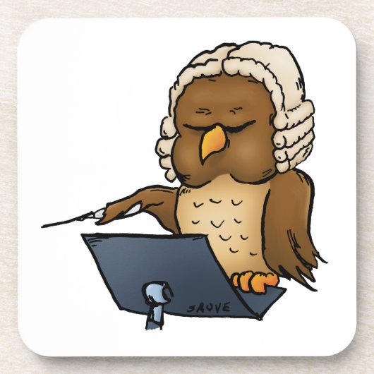 Funny Owl Conductor Cartoon Bier Onderzetter (Voorkant)