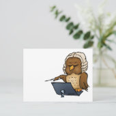 Funny Owl Conductor Cartoon Briefkaart (Staand voorkant)