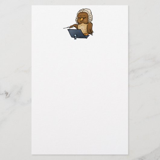 Funny Owl Conductor Cartoon Briefpapier (Voorkant)