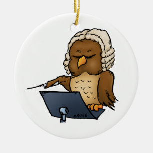 Funny Owl Conductor Cartoon Keramisch Ornament