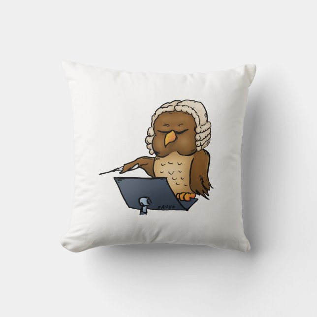 Funny Owl Conductor Cartoon Kussen (Voorkant)