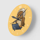 Funny Owl Conductor Cartoon Ronde Klok (Hoek)