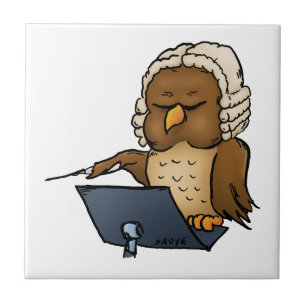 Funny Owl Conductor Cartoon Tegeltje