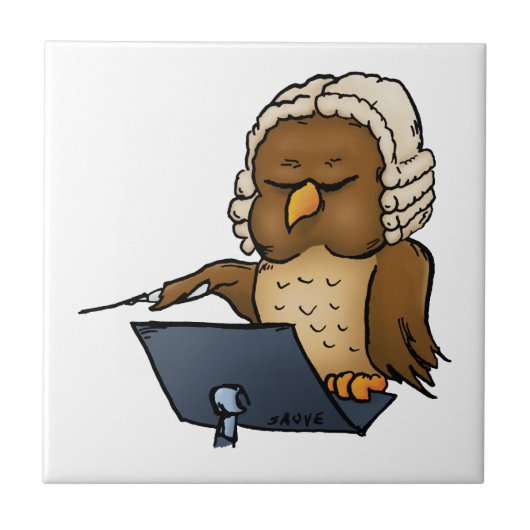 Funny Owl Conductor Cartoon Tegeltje (Voorkant)