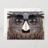 Funny Owl Face met Masker Briefkaart (Voorkant / Achterkant)